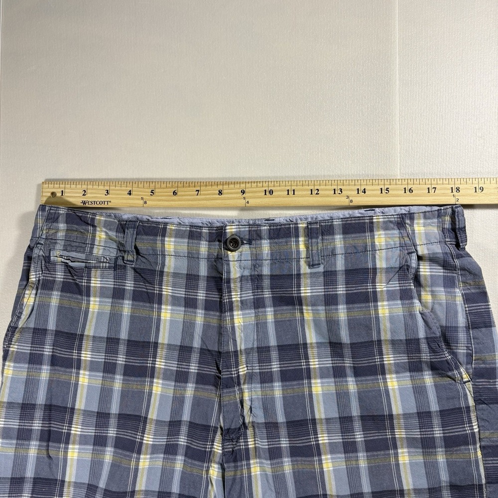 Chaps Men's Plaid Flat Front Cotton Shorts Blue Gray Yellow Size 36 Casual Golf - Picture 5 of 5